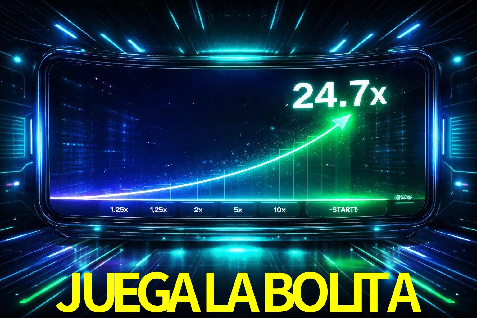 Una pantalla moderna de juego estilo crash con multiplicadores ascendentes, visuales de neón y una interfaz intensa enfocada en la acción.